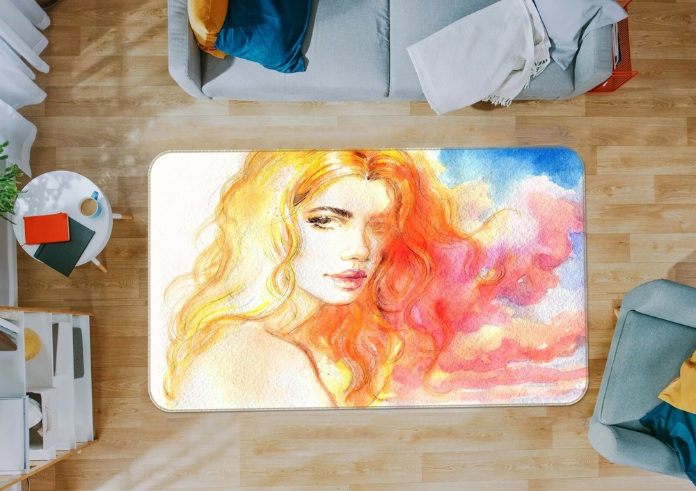 3D Yellow Hair Girl NAO254 Christmas Game Rug Mat Elegant Photo Carpet Mat Fay