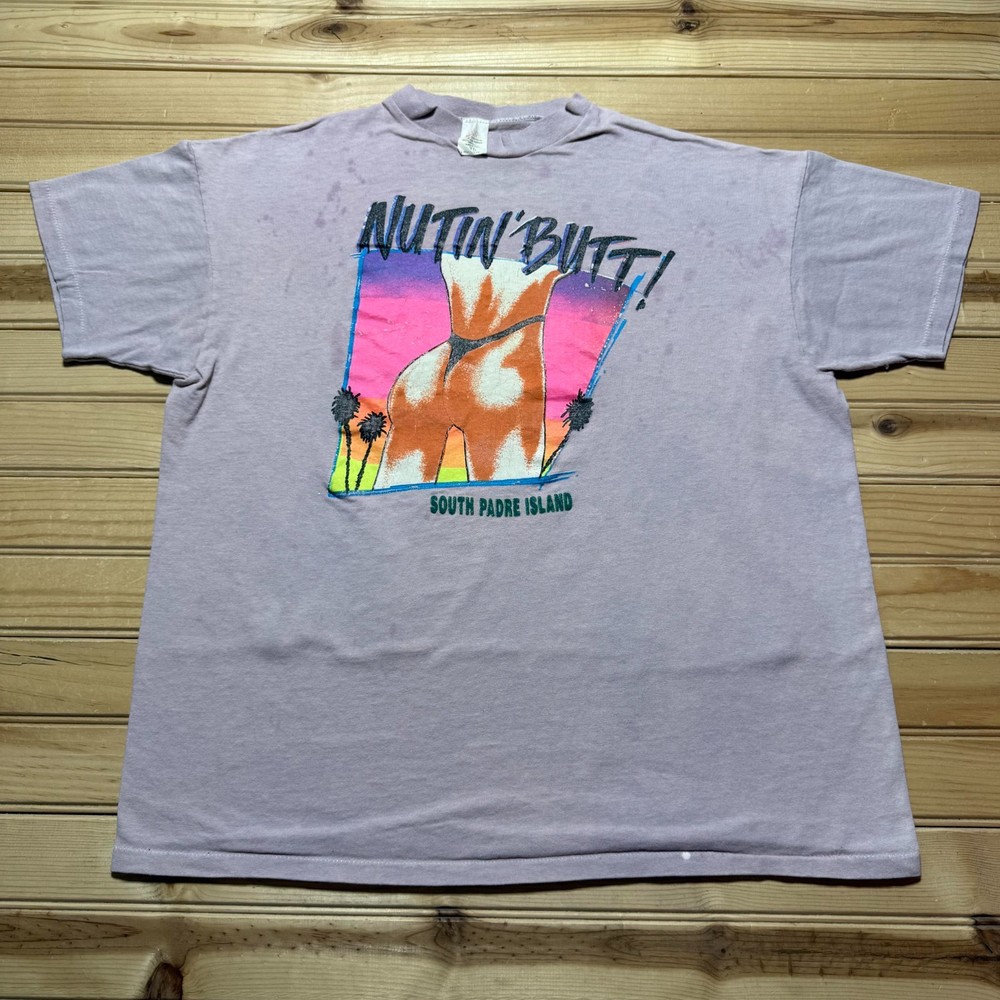 Vintage 90s Nutin Butt South Padre Island Beach Souvenir T-Shirt USA Made - XL