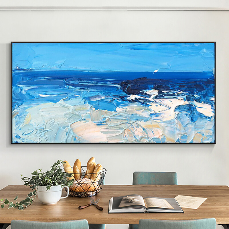 Canvas Oil Painting Bule Sea Picture Home Decorative Wall Art Seascape Abstract