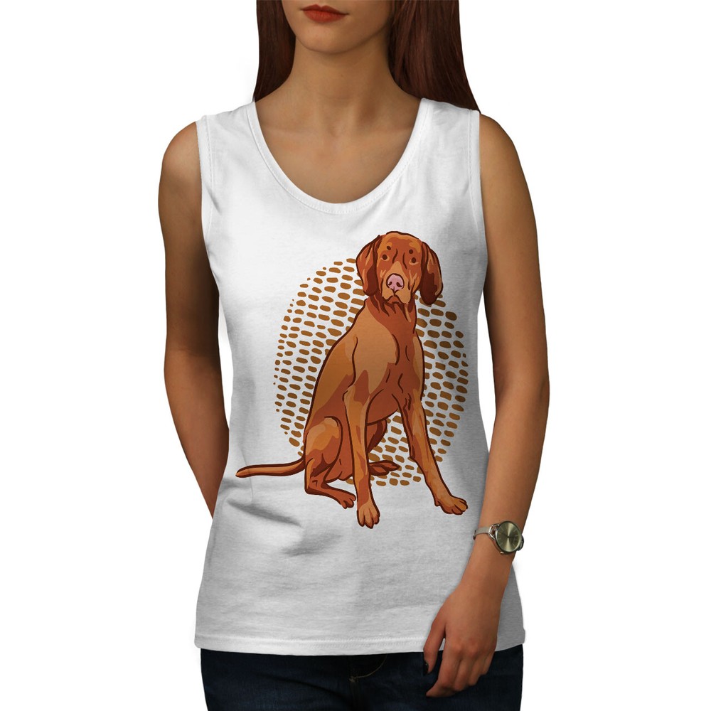 Wellcoda Orange Seated Dog Adorable Pet Lover Art Womens Tank Top