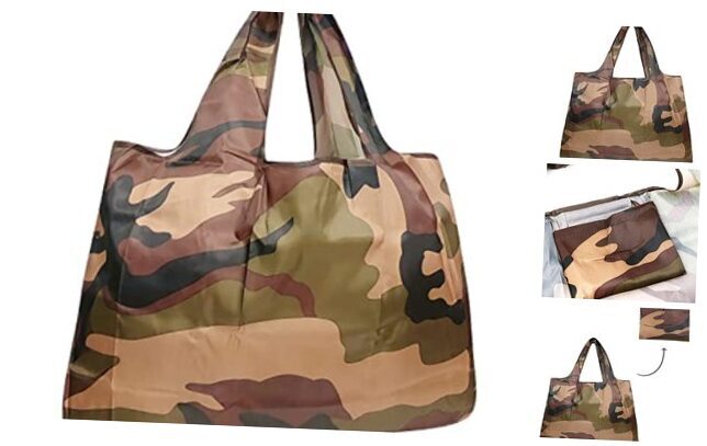 Foldable Reusable Camo Nylon Grocery Tote Bag