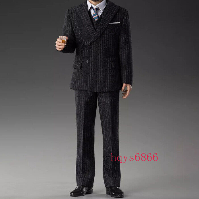 1/6 Scale Black British Gentleman Striped Suit for 12