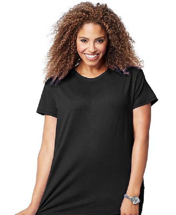 New Just My Size Short Sleeve Crew Neck Jersey Women's Tee Black 2X 18-20W
