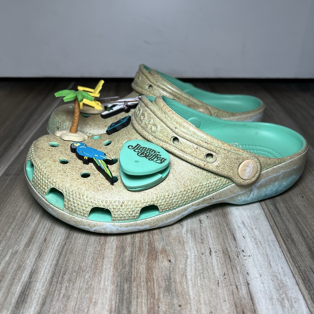 Margaritaville Jimmy Buffet Beach Crocs with Jibbitz Womens 6 Mens 4 Worn Once