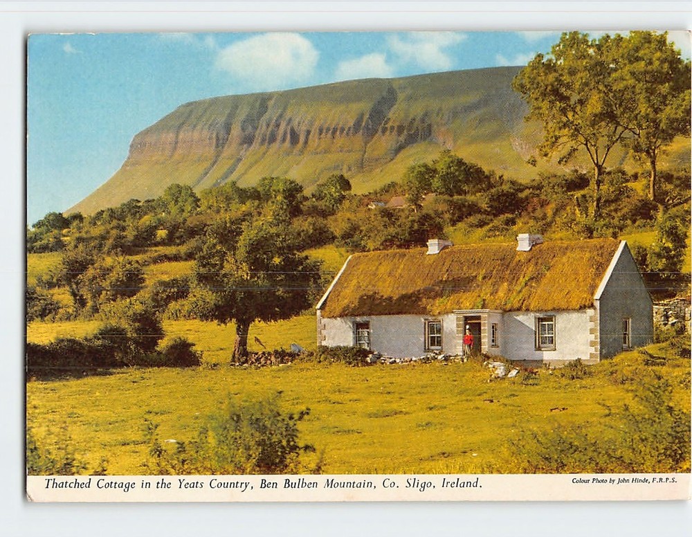 Postcard Thatched Cottage Yeats Country Ben Bulben Mountain Ireland