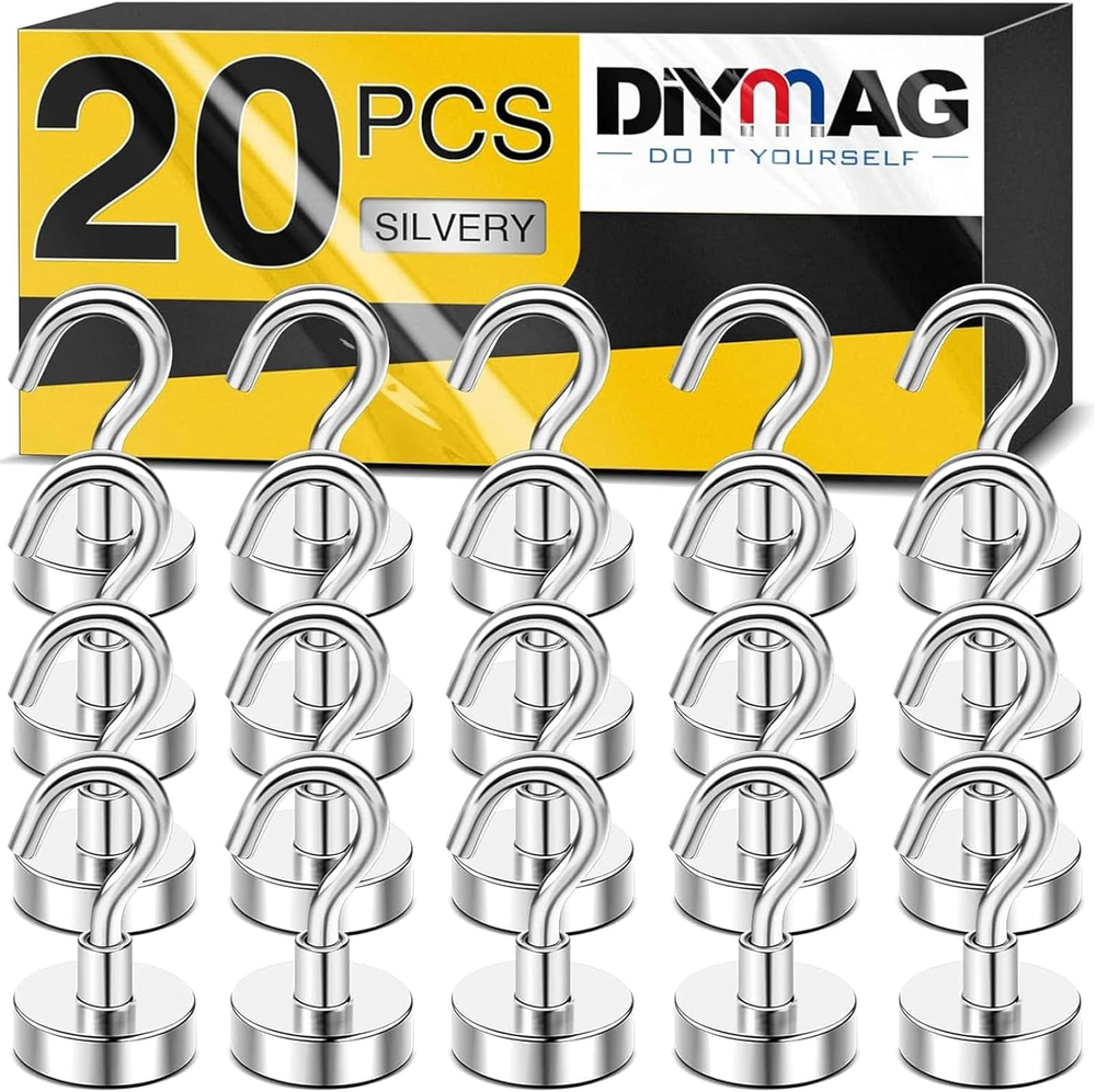 NEW 20 Pack Magnetic Hooks Heavy Duty 25Lbs Strong Magnet Hooks for Kitchen Home