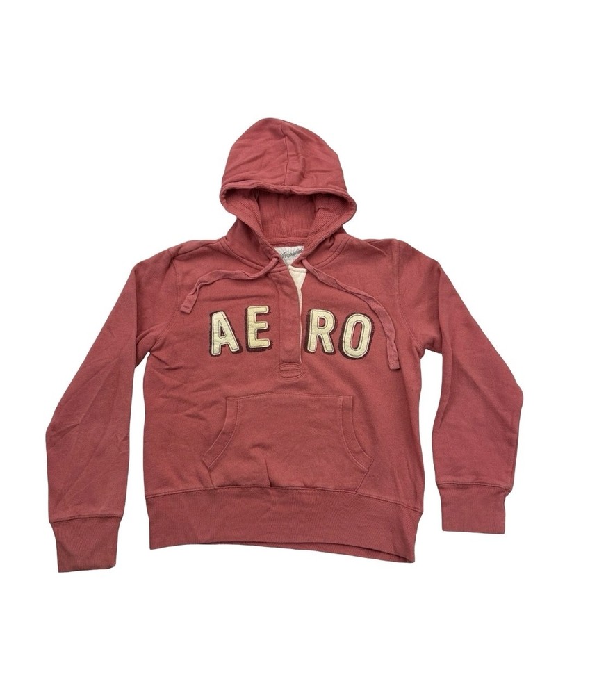 Vintage Aeropostale Hoodie Womens Large Pink Long Sleeve Pullover