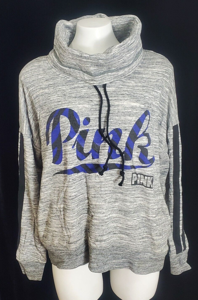 Victoria's Secret PINK cowl neck drawstring gray sweatshirt Size Medium