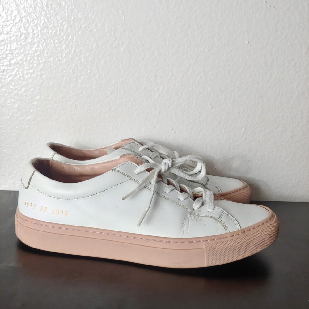 Woman by Common Projects Achilles Leather Low Top leather Sneakers Pink Sz 6.5-image