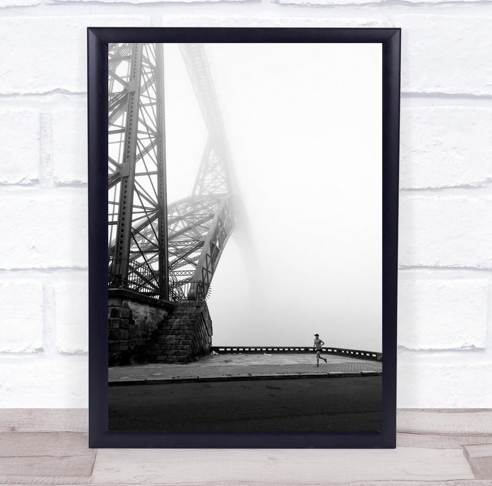 Street Pavement Sidewalk Cityscape Mist Person People Woman Wall Art Print