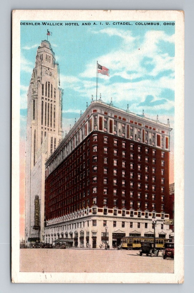 Columbus OH-Ohio, Deshler-Wallick Hotel, Advertising, Antique Vintage Postcard