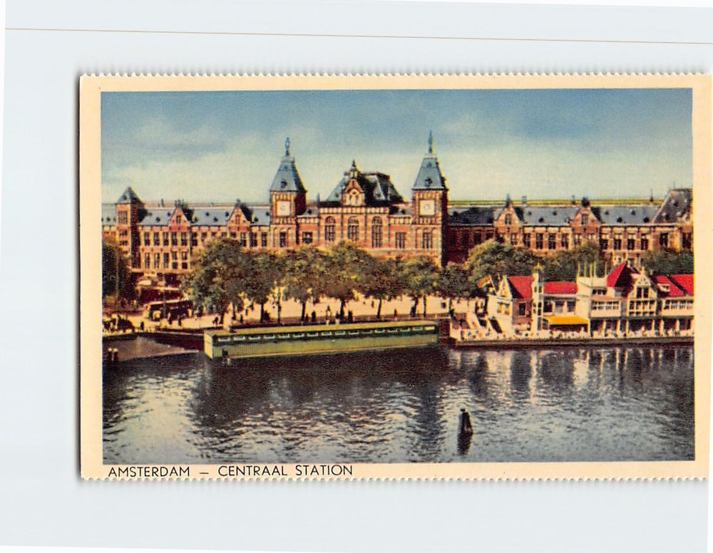 Postcard Central Station Amsterdam Netherlands