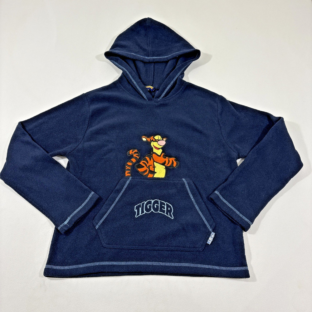VTG Disney Embroidered Tigger Fleece Hoodie Sweatshirt Medium Winnie the Pooh