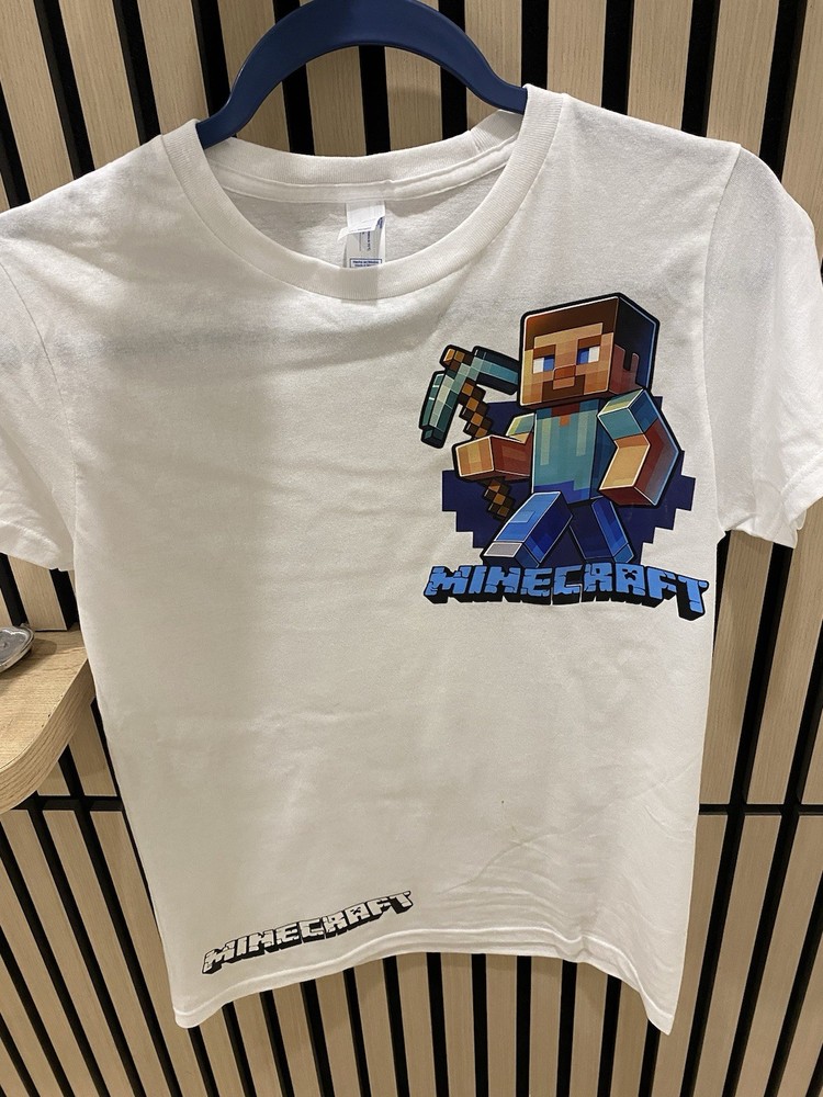 Minecraft Steve Boys White Graphic Print Short Sleeve T-Shirt
