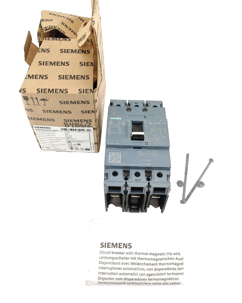 SIEMENS 3VA5160 6ED31 0AA0 3 Pole 60 AMP 3VA5 Frame 125H *NEW IN BOX*