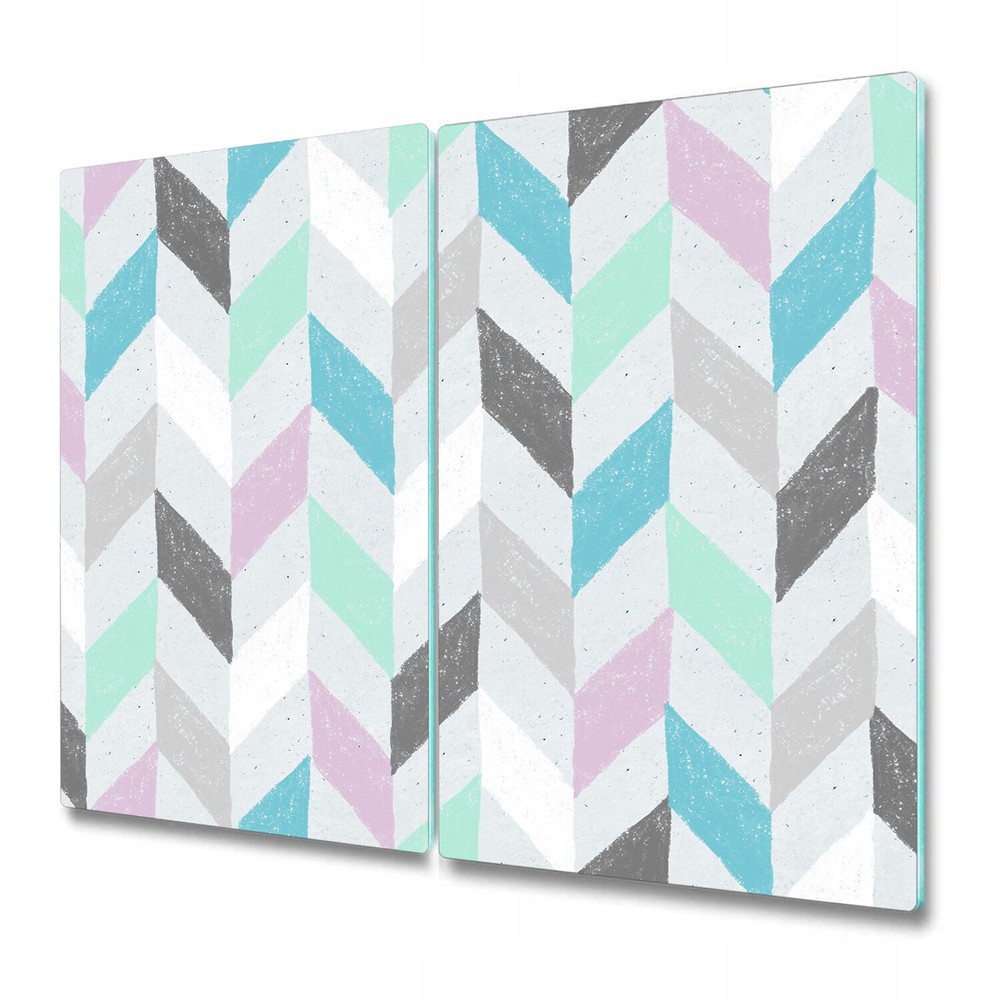 Glass Worktop Kitchen Chopping Board Pastel Chevron Herringbone Fabric 2x30x52
