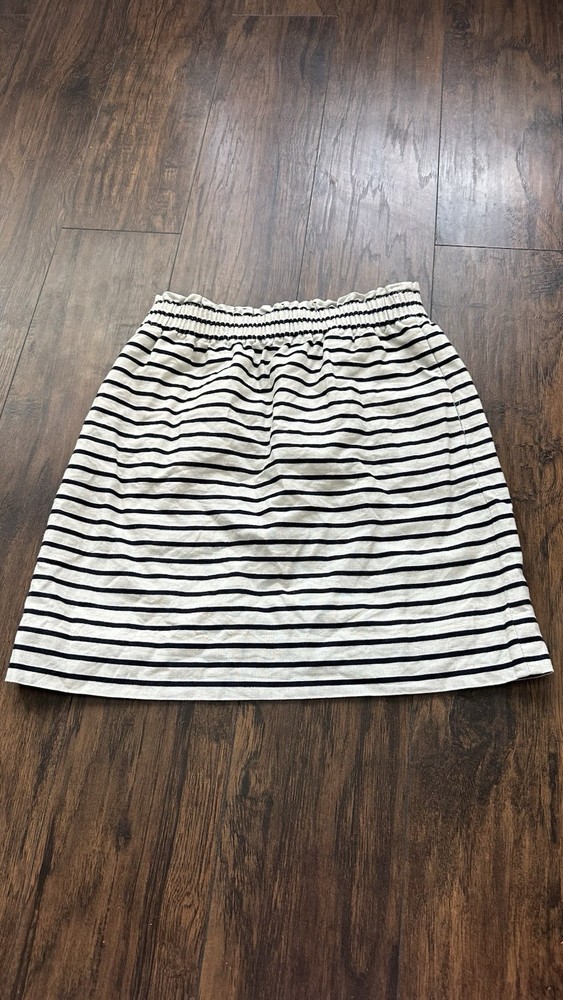 J.Crew Women's Striped Mini Skirt White Size 0 Casual Elastic Waist