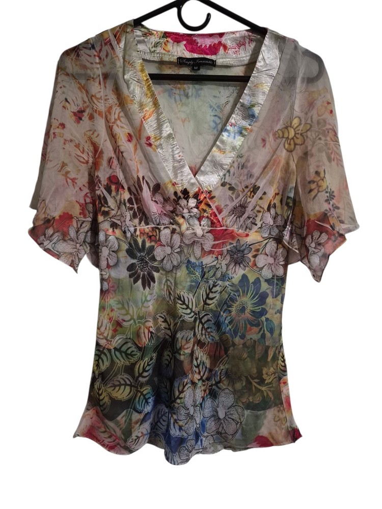 VTG Simply Irresistible M Fairy Baby Doll Top Sheer Flutter Cottage USA 90's