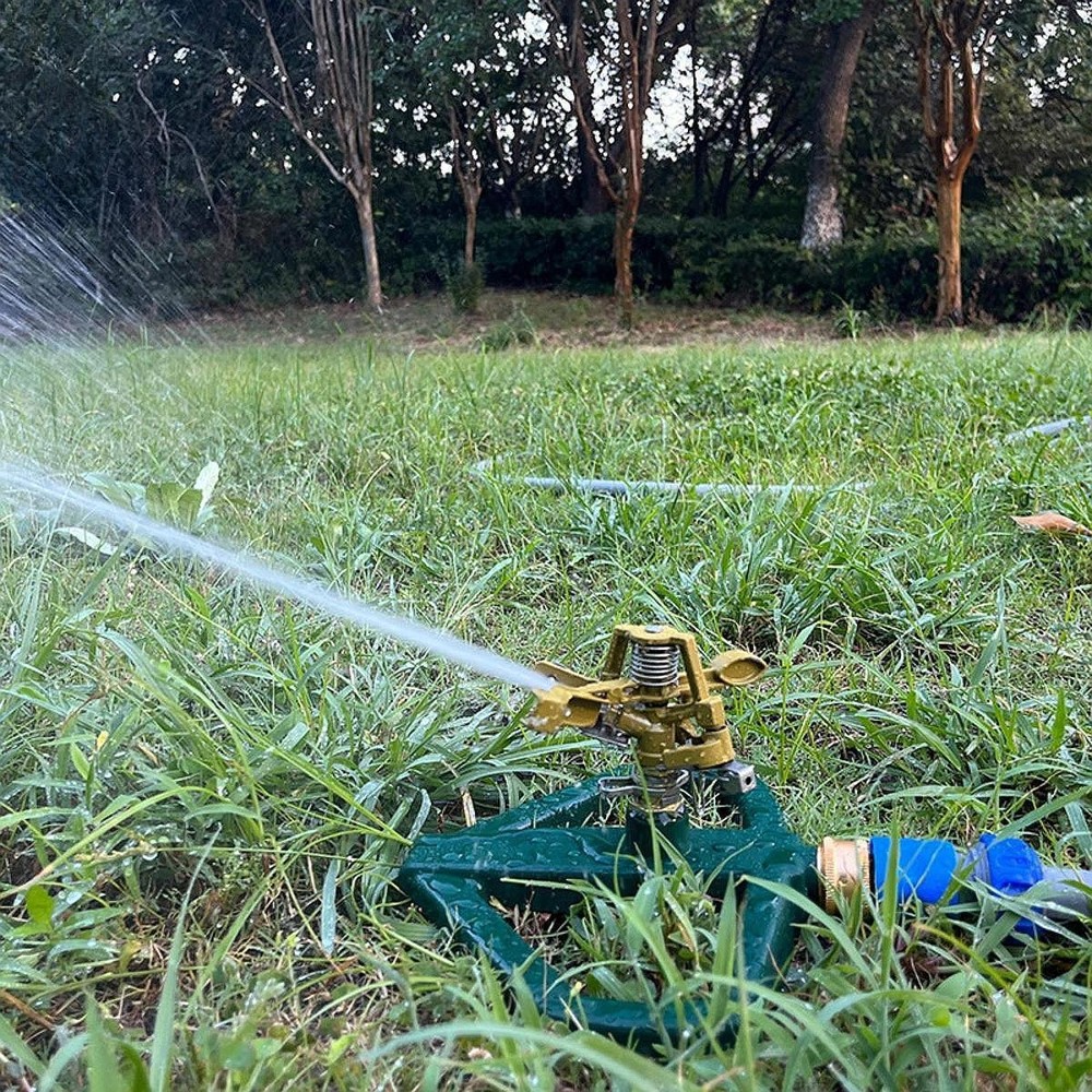 Garden Lawn Sprinkler 360° Rotating Pulsating Sprinkler Sprayer with Metal Base