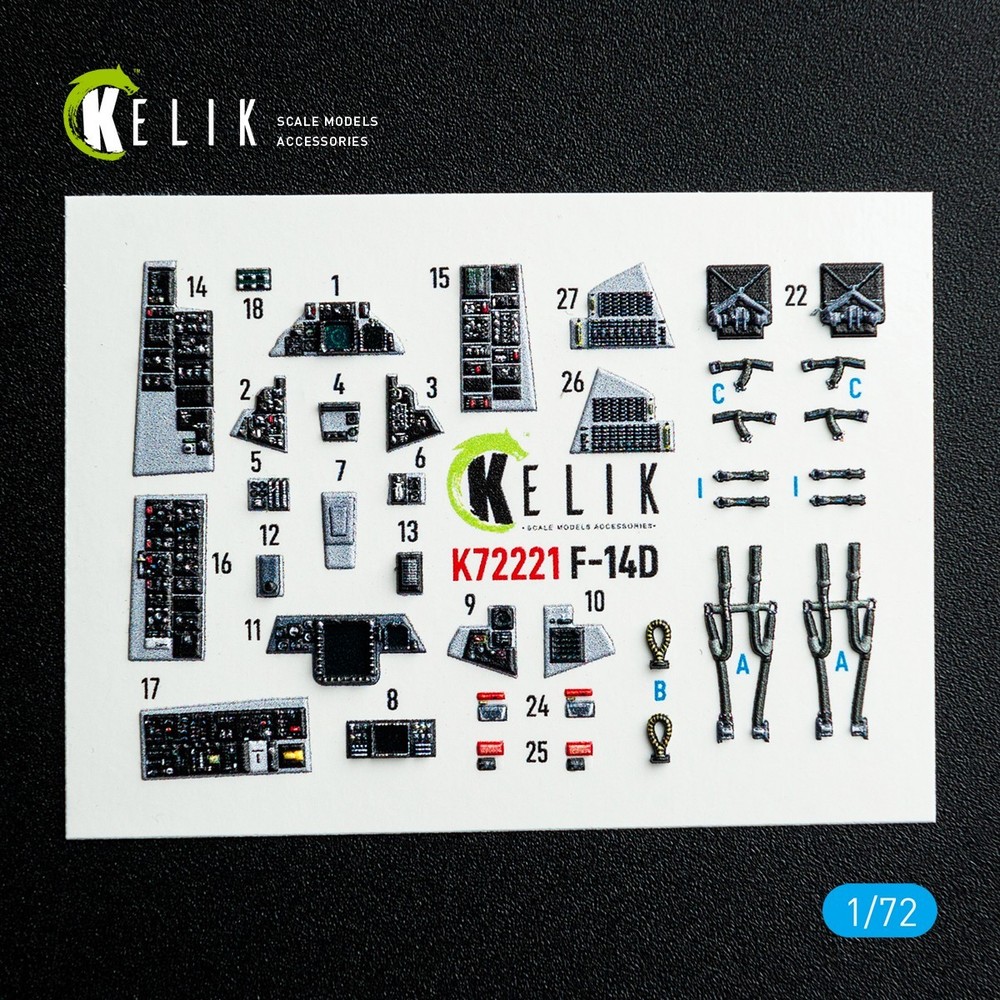 Cockpit 3D Decals F-14D Super Tomcat for Academy kit Scale 1:72 K72221 KeliK