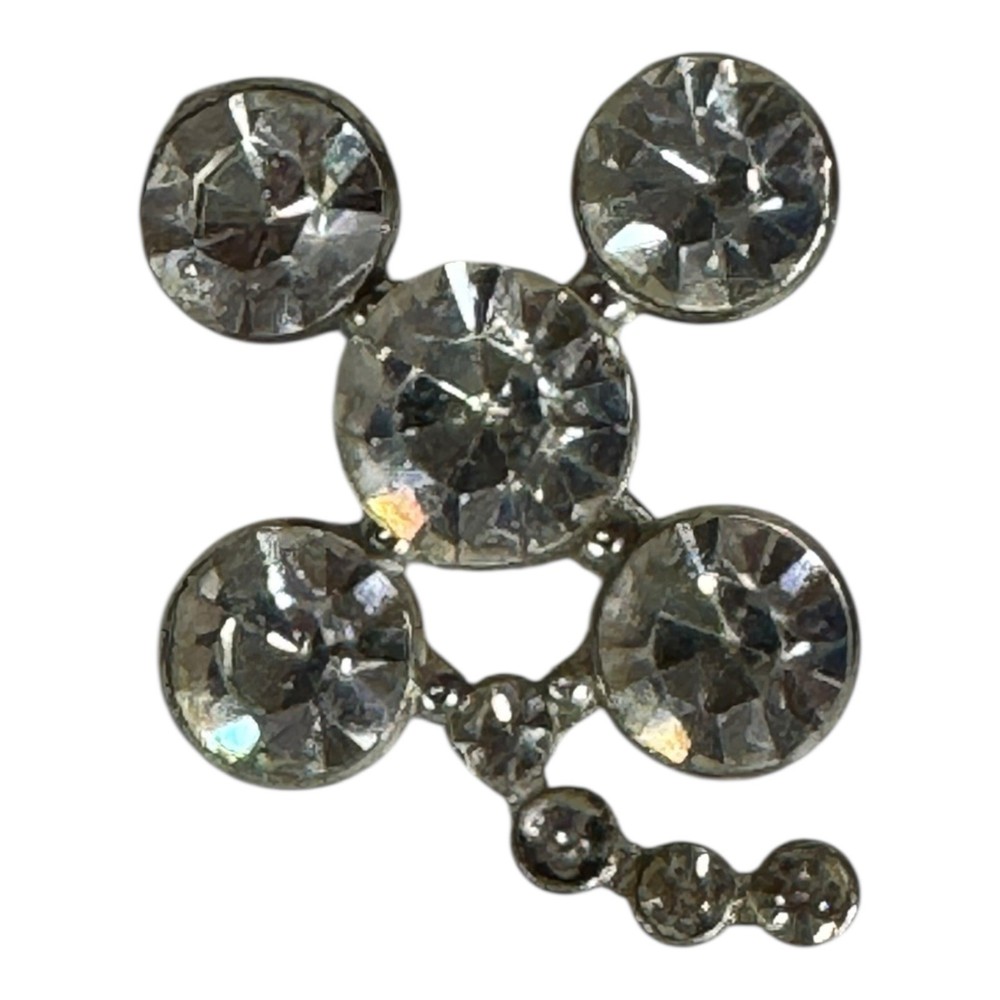 Vintage Clear Rhinestone Brooch Pin Silver Tone Floral Flower