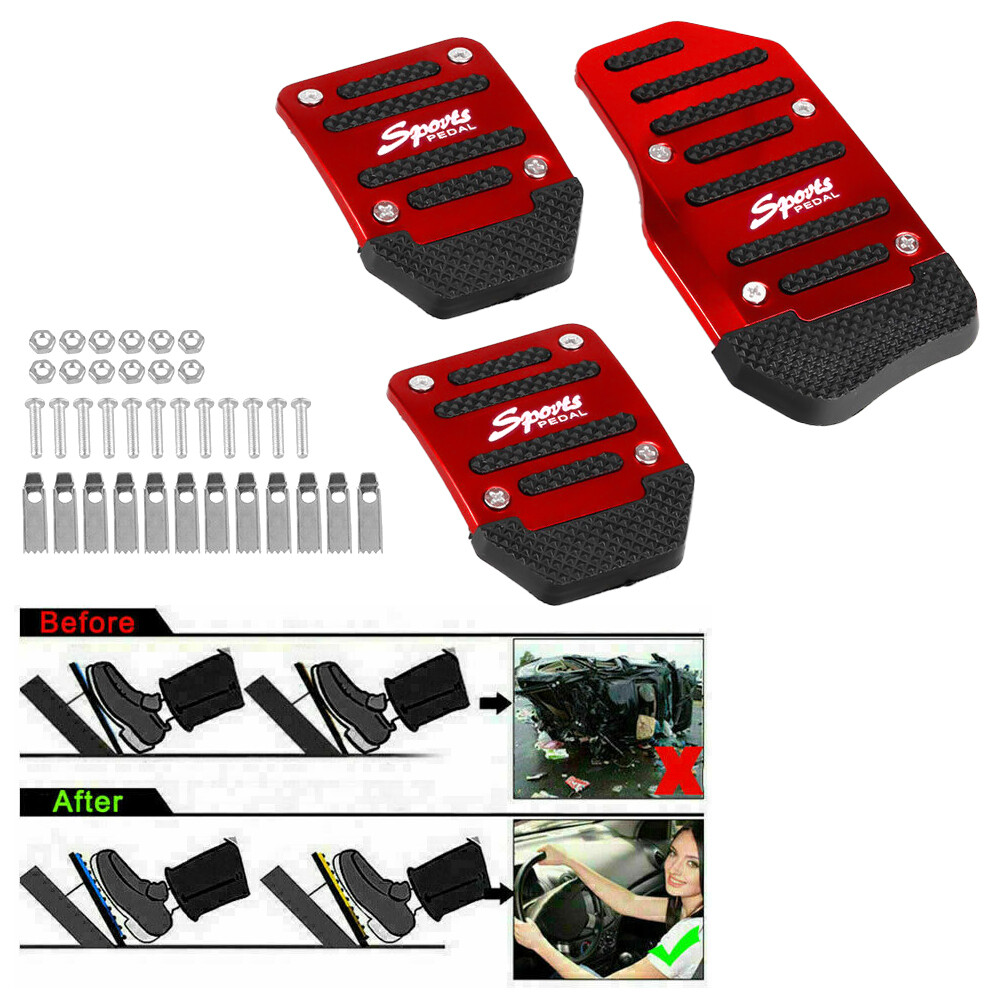 Universal Red Non-Slip Auto Gas Brake Pedal Pad Cover Accessory