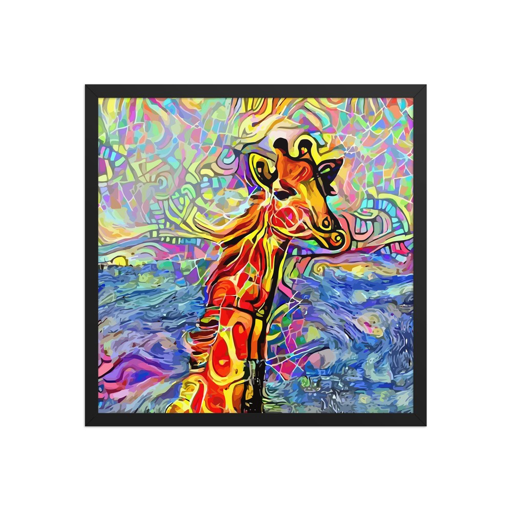 Abstract Giraffe Head Art Print on Matte Paper Framed Poster-image