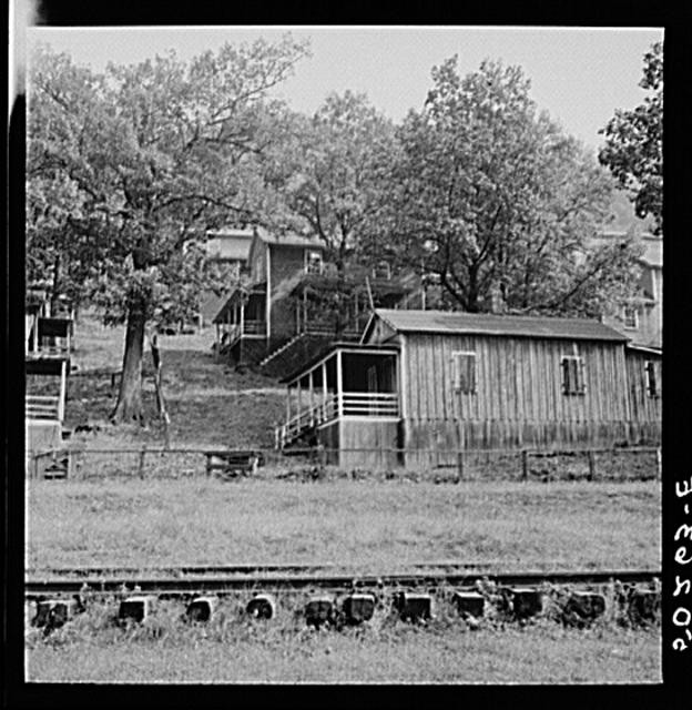 Boarded-up houses in abandoned mining town of Twin Branch, West Virginia