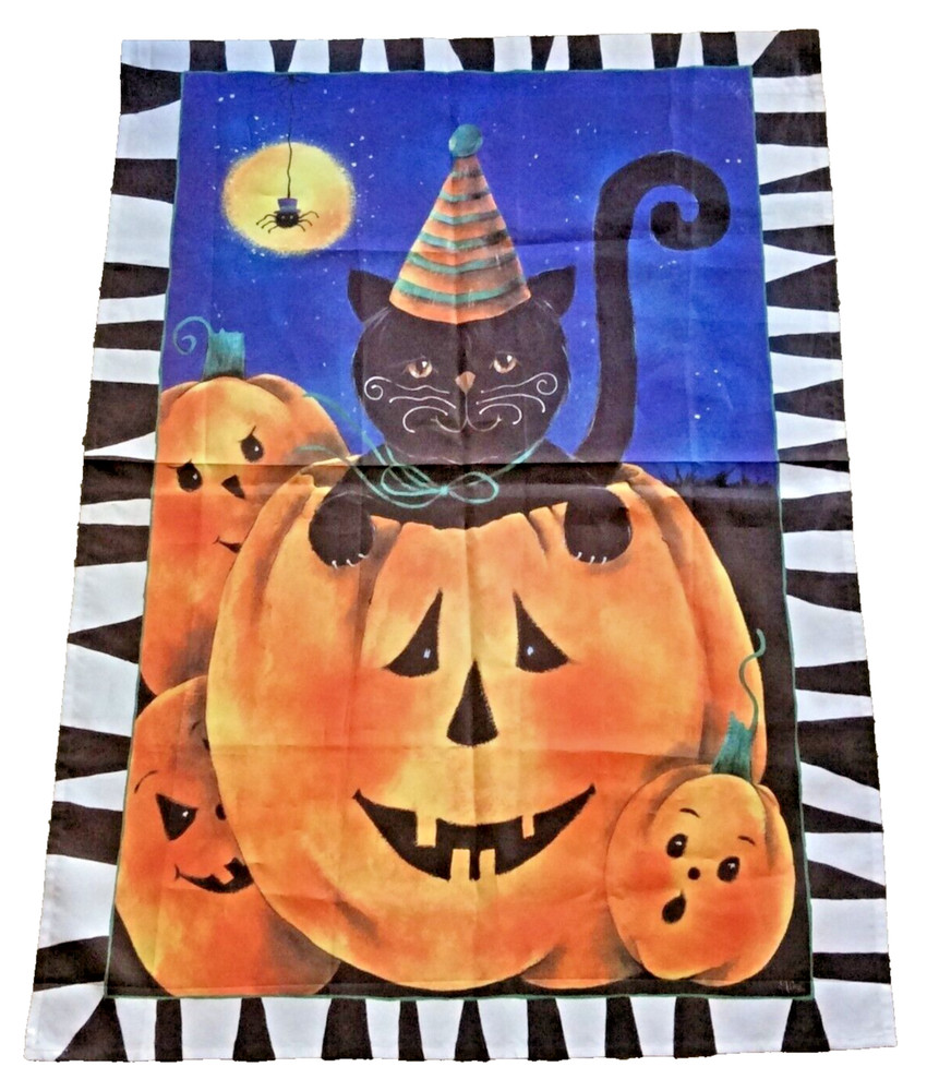 Halloween Pumpkin Jack O'lantern Black Cat House Garden Flag 28
