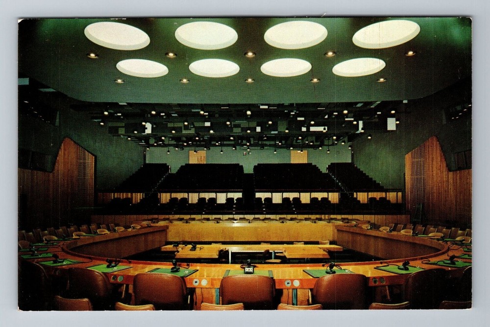 New York City NY, Economic Social Council Chamber, Vintage Postcard