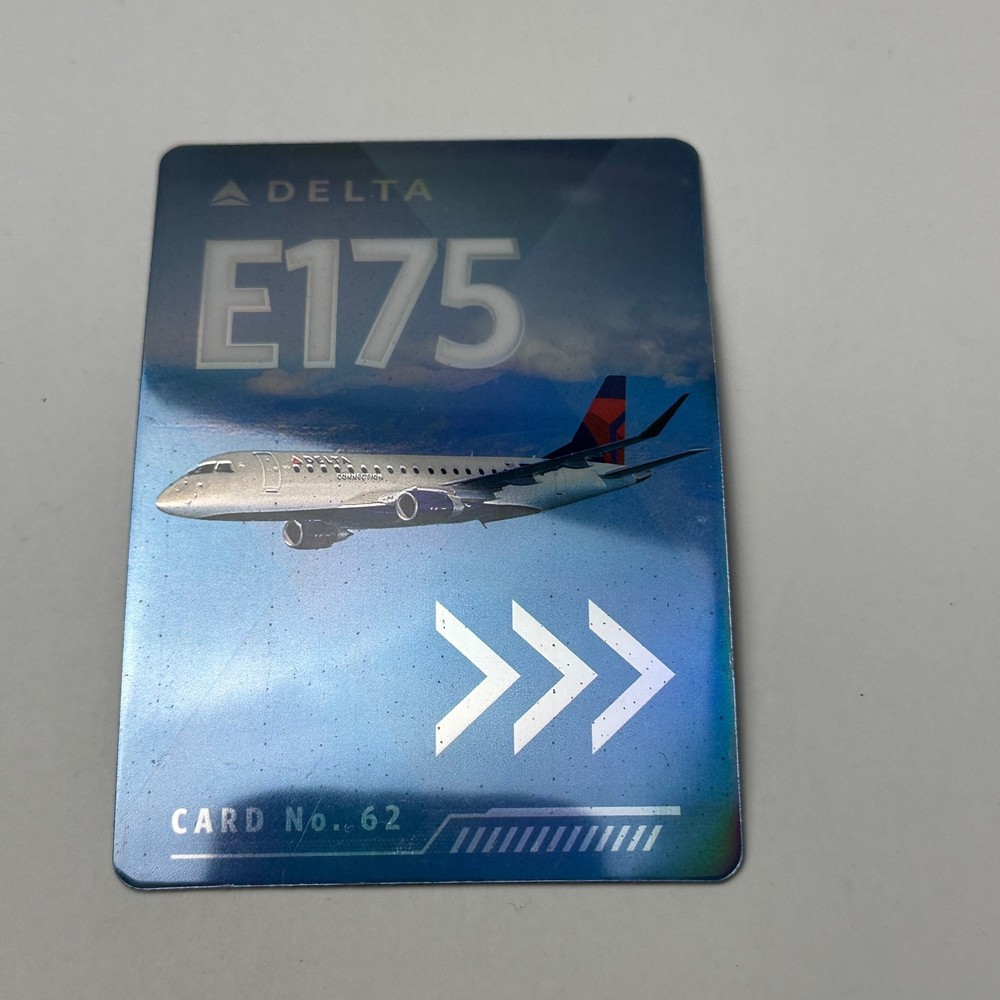 Delta Airlines Pilot Trading Card E175 No.62 (2022) Embraer Jet Plane ✈️