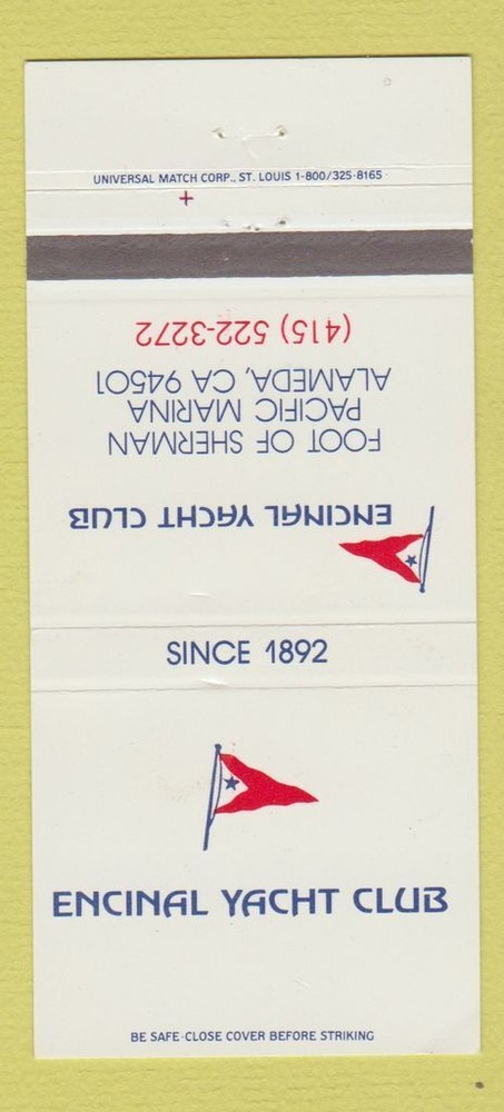 Matchbook Cover - Encinal Yacht Club Alameda CA 30 Strike