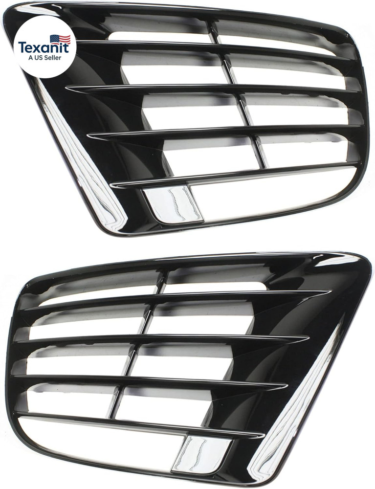 Bumper Grille SET Compatible with Volkswagen Golf R 2012-2013 Black Plastic Fron