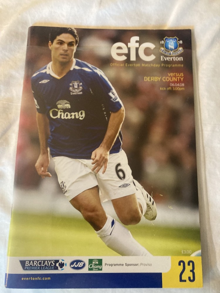 Everton v Derby County Match Day Programme. 6th April 2008.