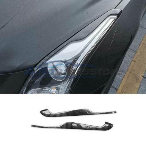 For Cadillac ATS 2013-2019 Dry Carbon Fiber Front Headlight Lamp Eyebrow Trim