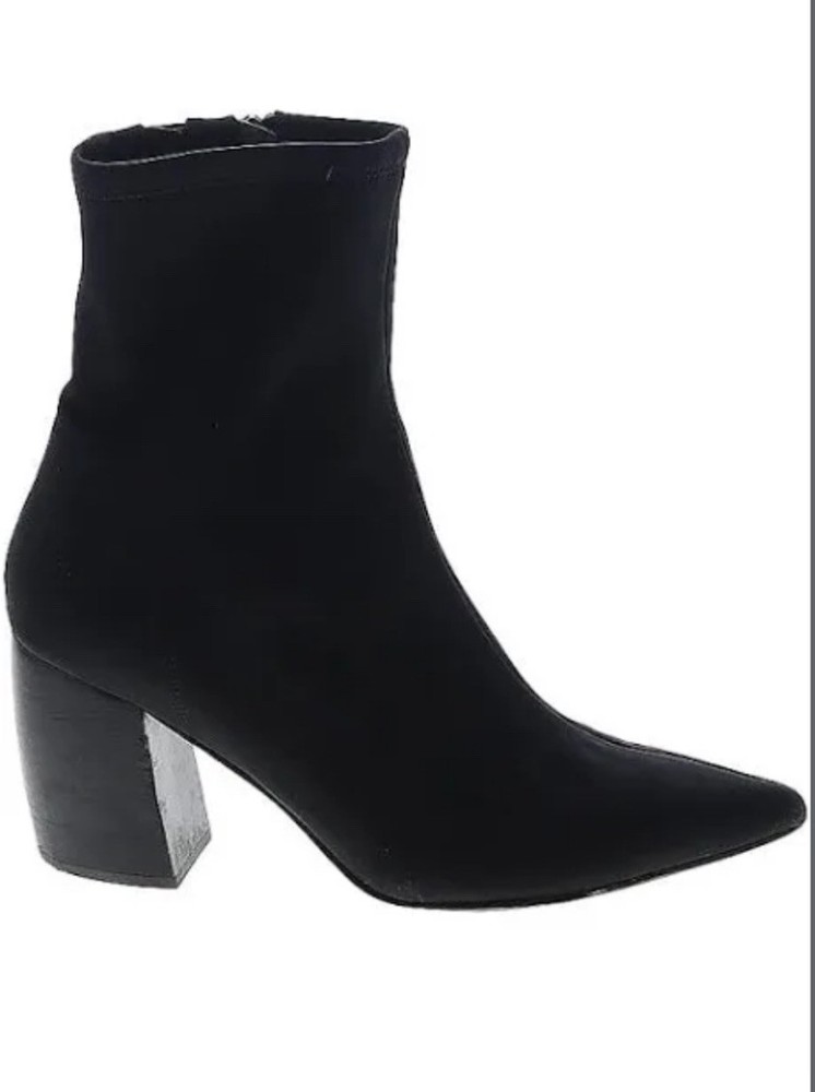 Jeffrey Campbell Siren Sock Heel Boots Black Neoprene Pointed Toe Size 6.5 W!
