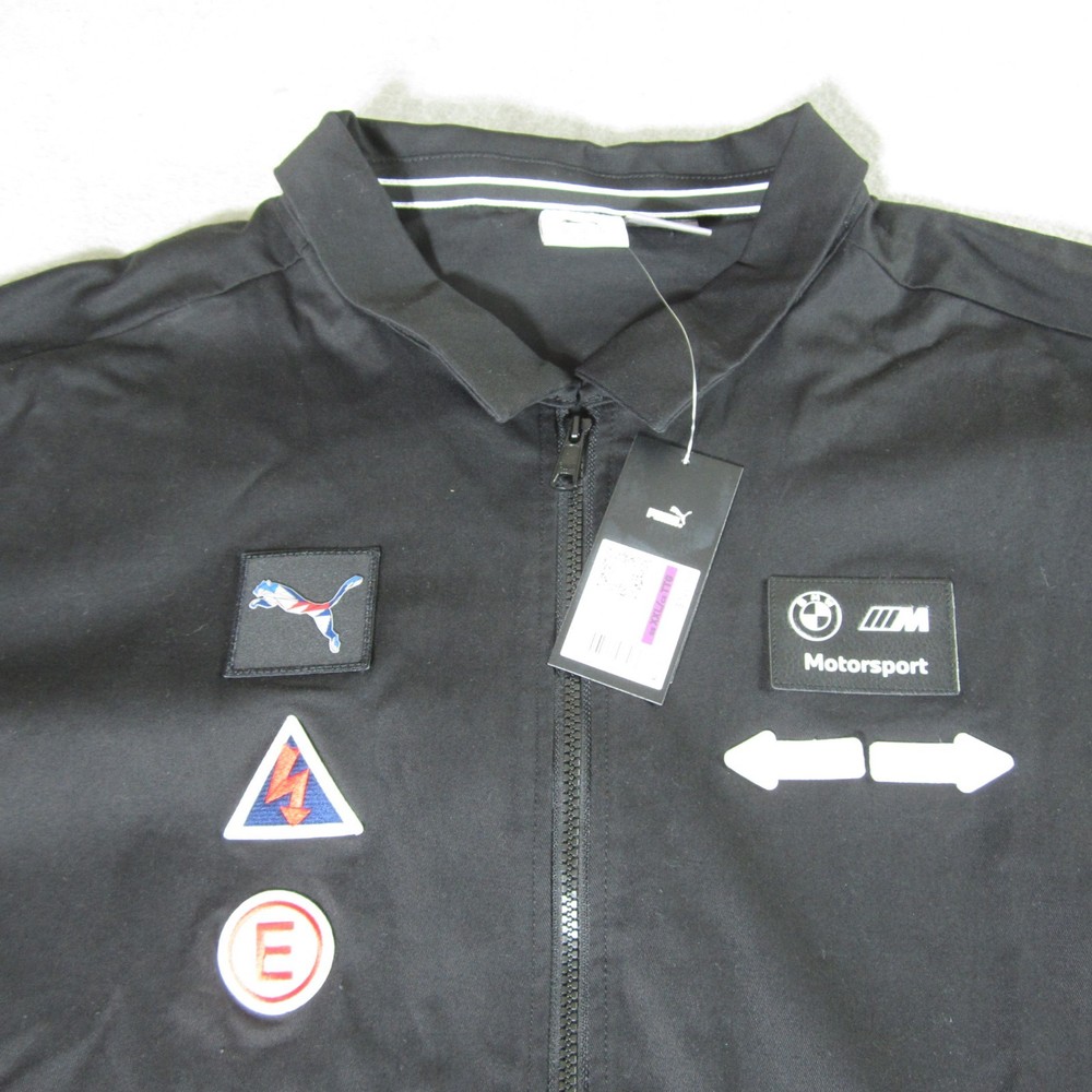 PUMA BMW Motorsport Coach Jacket Men's Sz 2XL Black Full Zip Pockets 631181-01