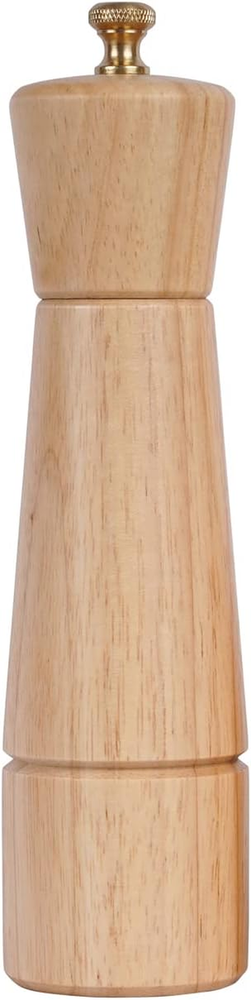 Pepper Mill, Pepper Grinder with Adjustable Stainless Steel Grinder, Rubber Wood