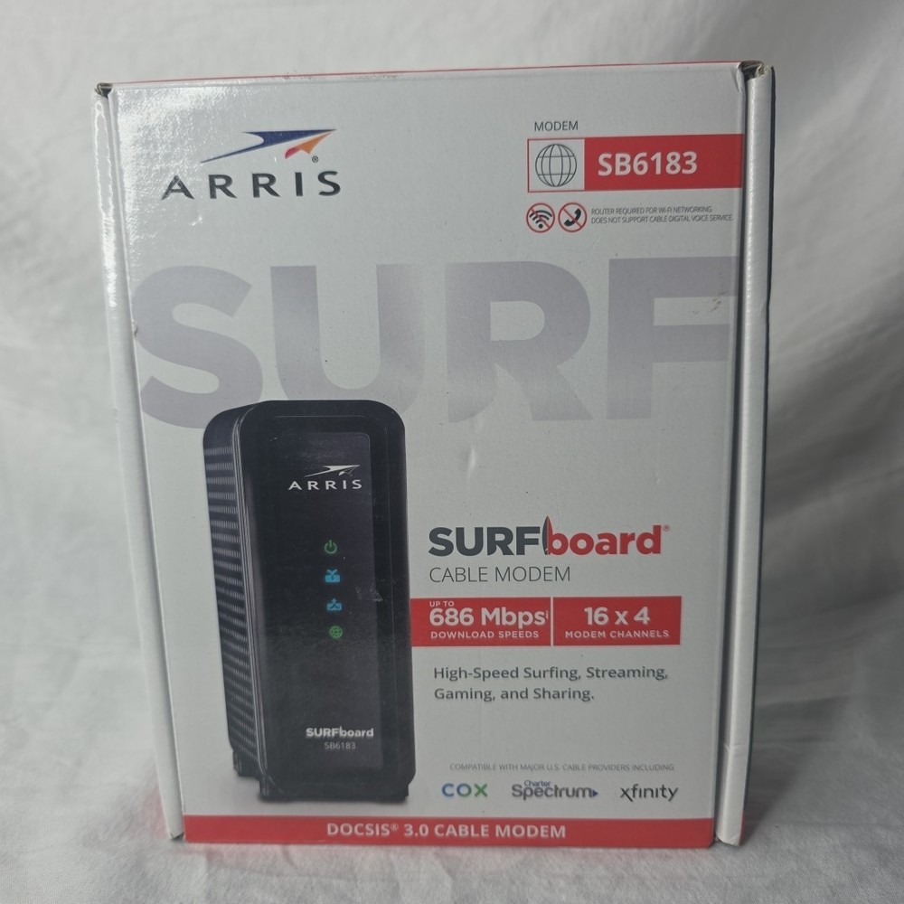 ARRIS SURFboard SB6183 DOCSIS 3.0 Cable Modem 686 Mbps Ethernet Port (CSV)