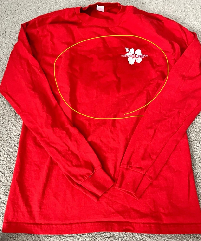 Vintage Red Trader Joe's Long Sleeve T Shirt 100% Cotton Unisex Medium