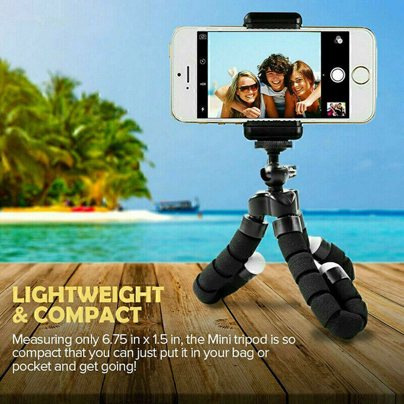 Adjustable Cell Phone Tripod Holder with Wireless Remote for iPhone Android Cameras