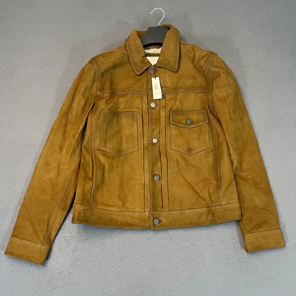 Banana Republic Mens Medium Nubuck Leather Trucker Jacket Hazelnut Brown NWT