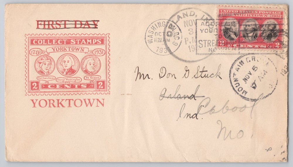 Yorktown, VA Collect Stamps 2c cachet 1931