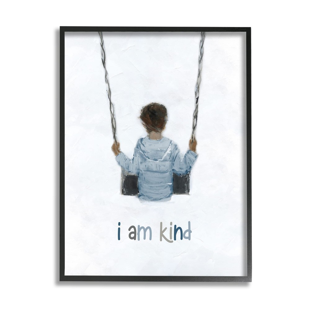 I am Kind Motivational Playing on Swing Framed Wall Art, Design By Sally Swat...