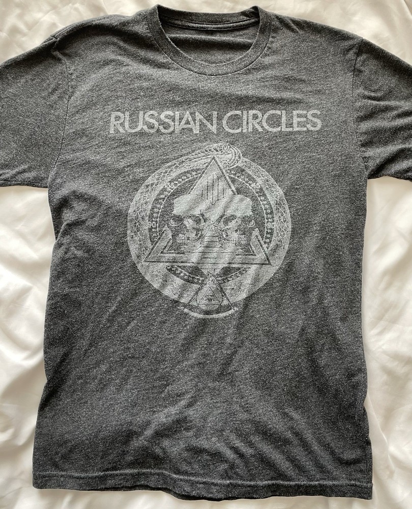 Russian Circles Band T Shirt Grey Skull Graphic Post Rock Metal Tee Size Small