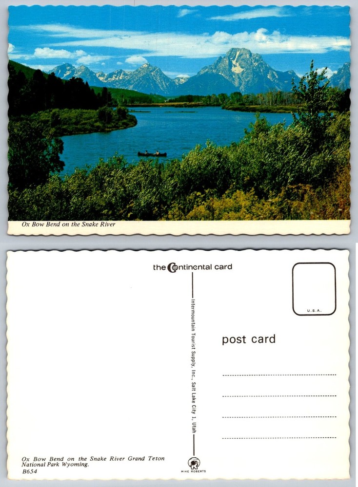 Vintage Ox Bow Bend Snake River Grand Teton NP Wyoming Continental Postcard