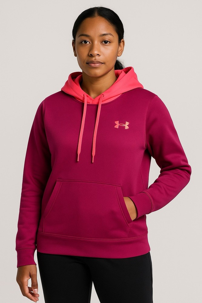 Under Armour Women’s L Hoodie Pullover Fleece Lined Embroidered Logo Pink Purple