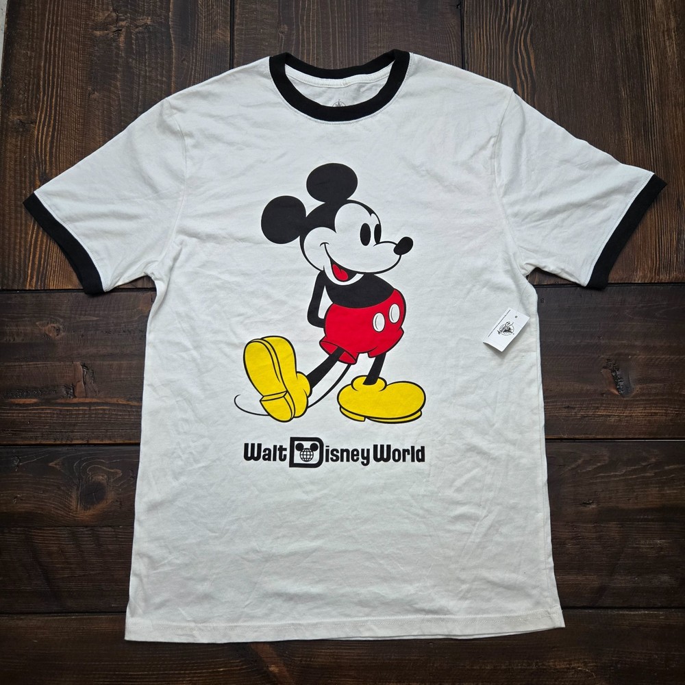 Disney Parks Mickey Mouse Ringer T-shirt Vintage Style Classic Small NWT