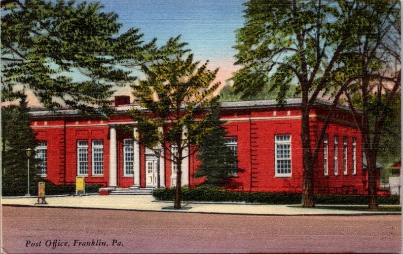 Franklin Pennsylvania Post Office Red Brick Building Vintage Postcard      18565