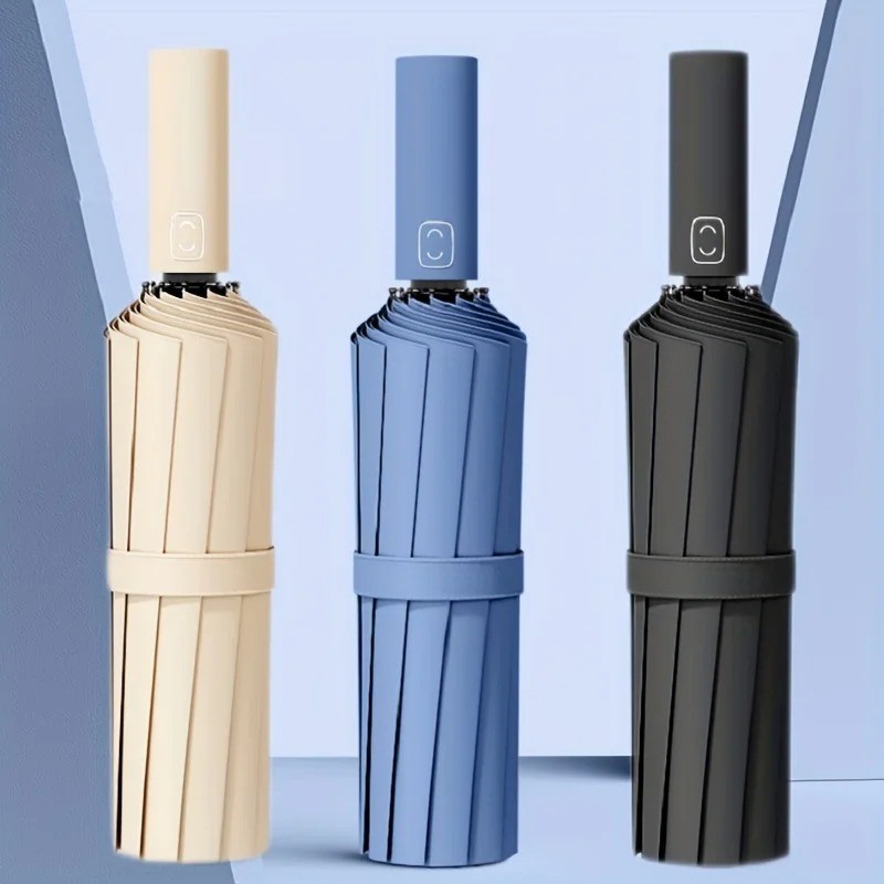 1PC 24-Bone Reinforced Windproof Umbrella – UV Protection Business & Travel